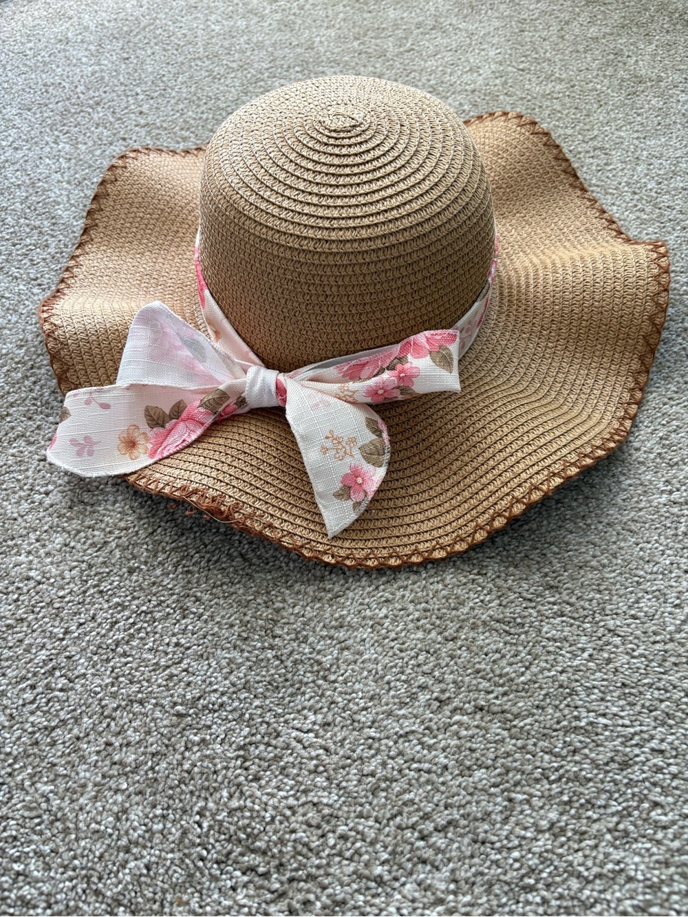 Marcus Adler New York Paper Floppy Sun Hat Floral Bow One Size New Without Tags